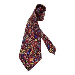 MISSONI Purple Art Print Luxury Silk Tie Made In Italy W: 3.75" EX COND